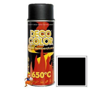 LAKIER SPRAY HIGH TEMPERATURE DECO COLOR KOLOR CZARNY 400ML FIRMY CHEMMO