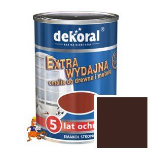 EMAKOL STRONG DO DREWNA I METALU KOLOR BRĄZOWY CIEMNY MATOWY EMALIA FTALOWA MODYFIKOWANA DO OGÓLNEGO STOSOWANIA 0,9L FIRMY DEKORAL